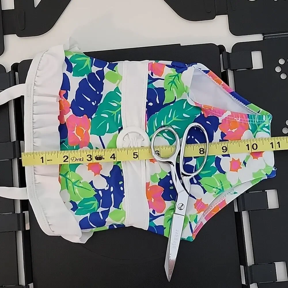 Janie and‎ Jack Tropical Print Ruffled One Piece Swimsuit Green Pink 6-12 Months